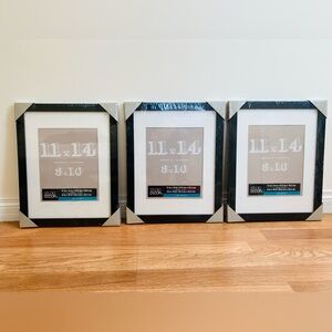 Set of 3 Black Photo Frame Trio New by Studio Decor 8" x 10" matted or 11" x 14"
